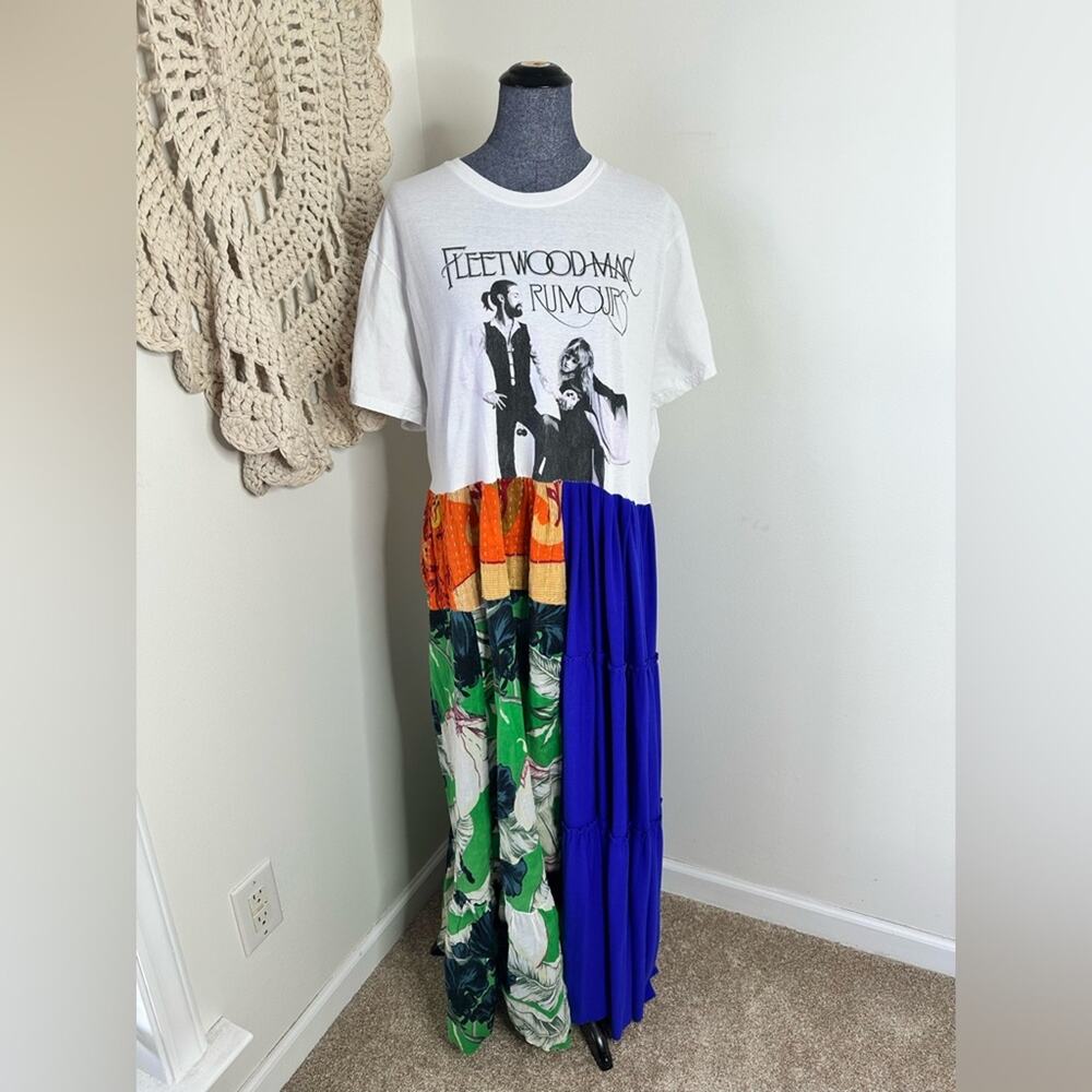 Fleetwood Mac Handmade Upcycled Graphic Maxi Dress Size XL
